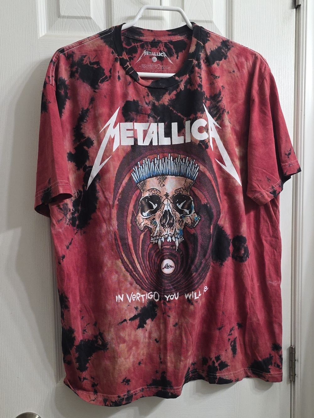 Metallica "In Vertigo You Will Be" Red Tie-Dye Graphic T-Shirt - Size Large